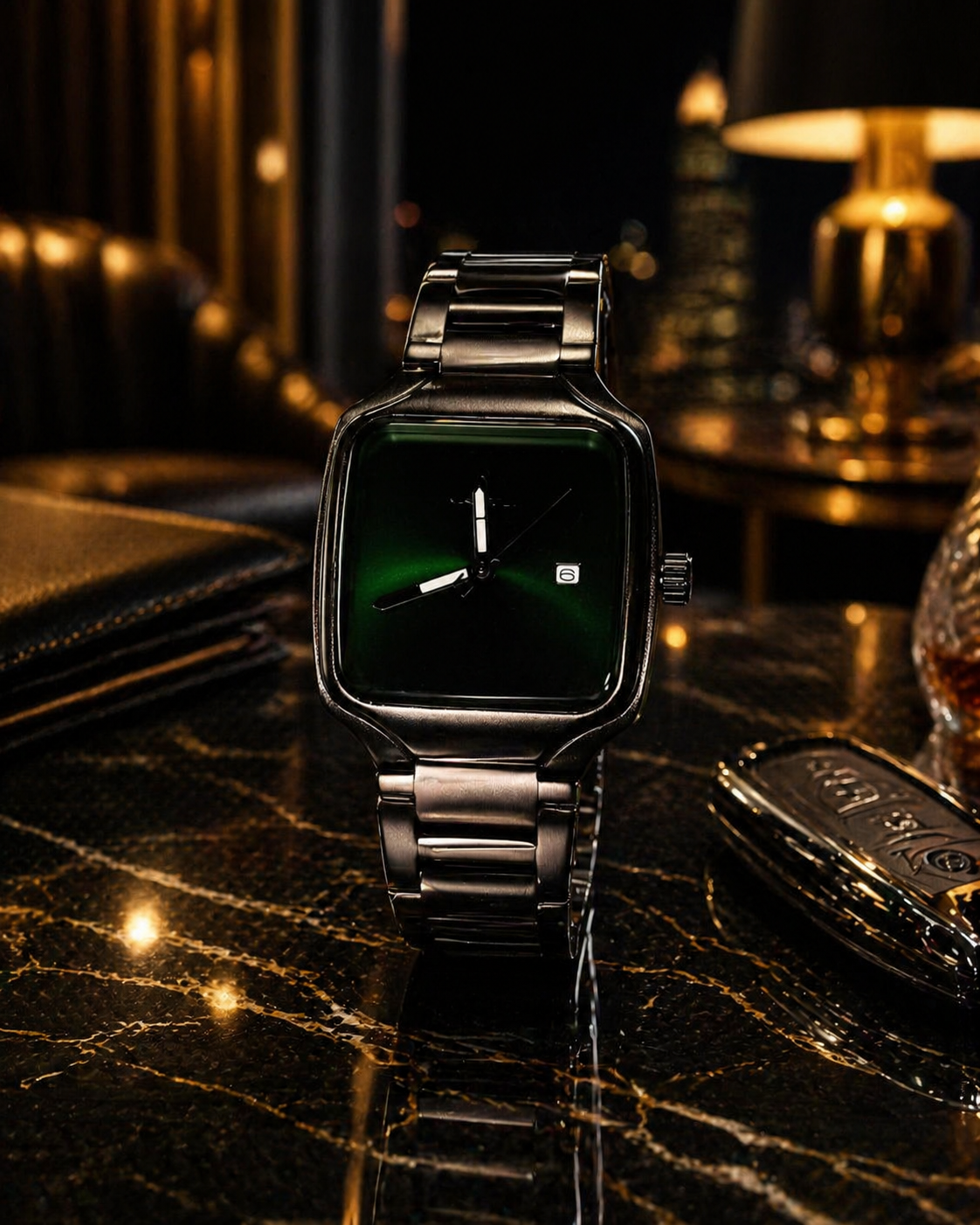 Emerald Noir Luxury Steel Watch – Premium Business Edition