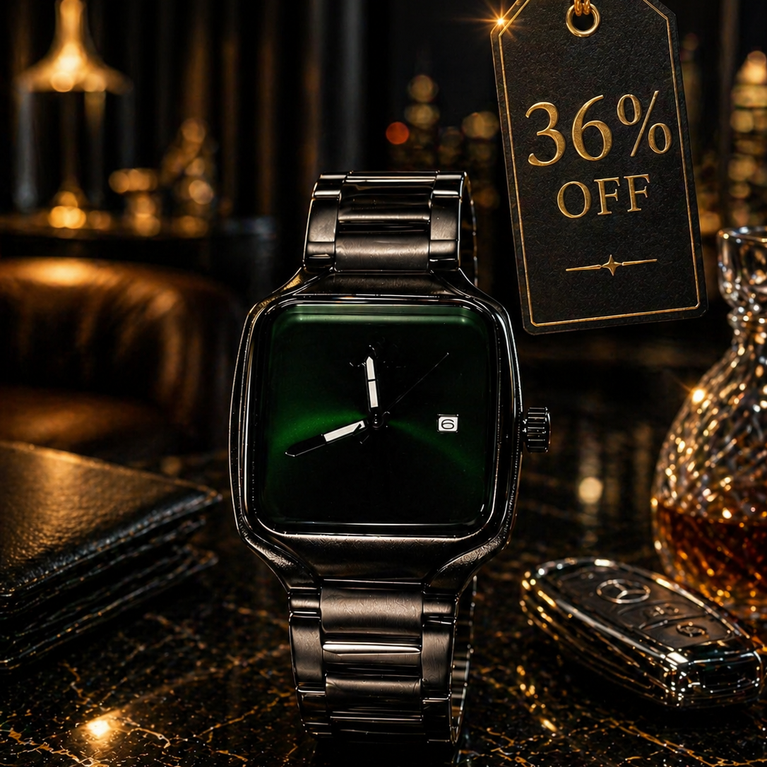 Emerald Noir Luxury Steel Watch – Premium Business Edition