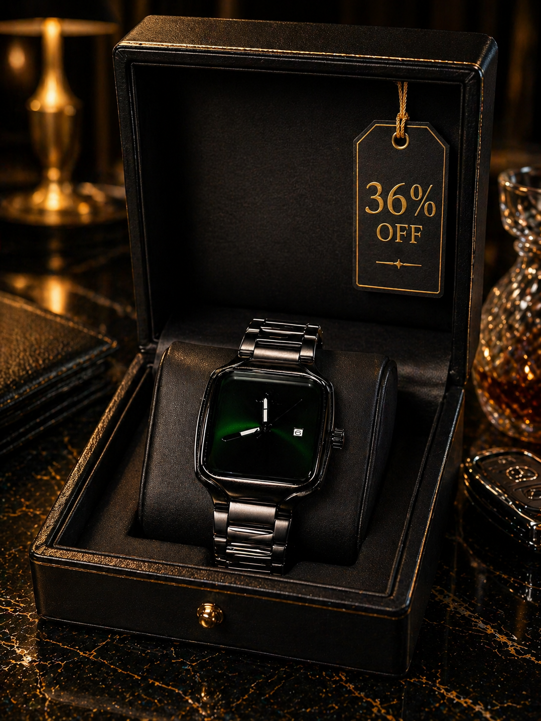 Emerald Noir Luxury Steel Watch – Premium Business Edition