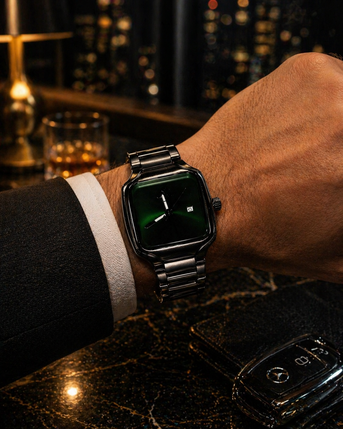 Emerald Noir Luxury Steel Watch – Premium Business Edition