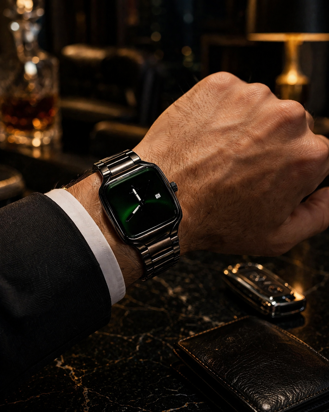 Emerald Noir Luxury Steel Watch – Premium Business Edition