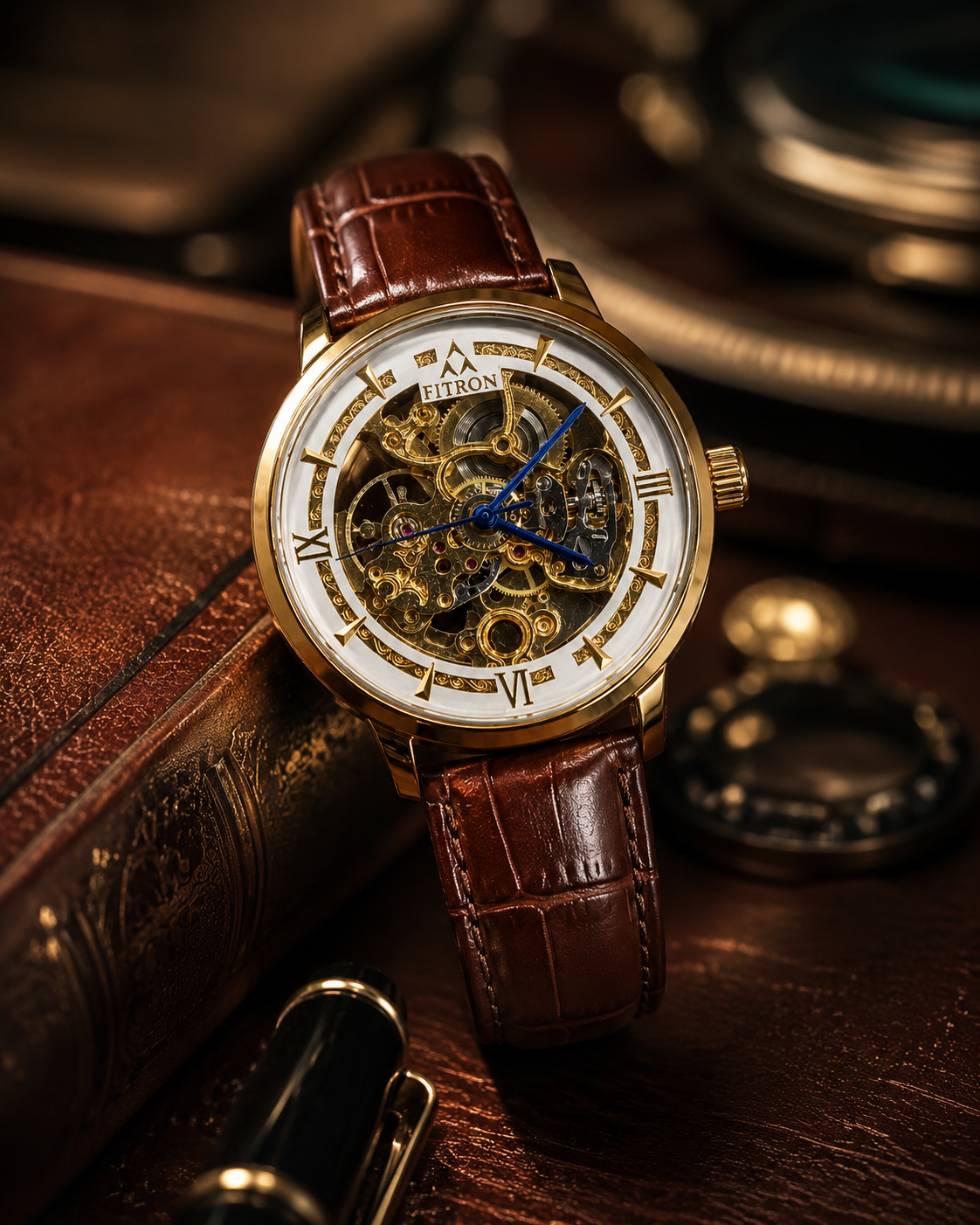 FITRON Imperial Heritage Skeleton Automatic Gold Edition Luxury Mechanical Timepiece