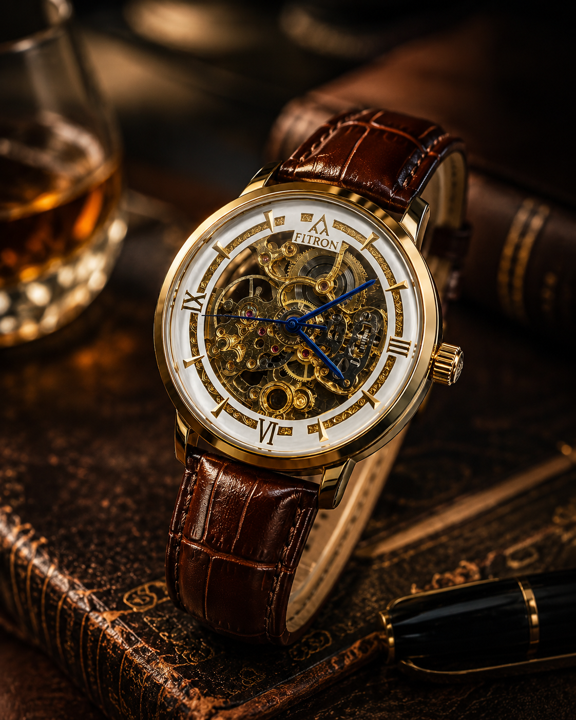 FITRON Imperial Heritage Skeleton Automatic Gold Edition Luxury Mechanical Timepiece