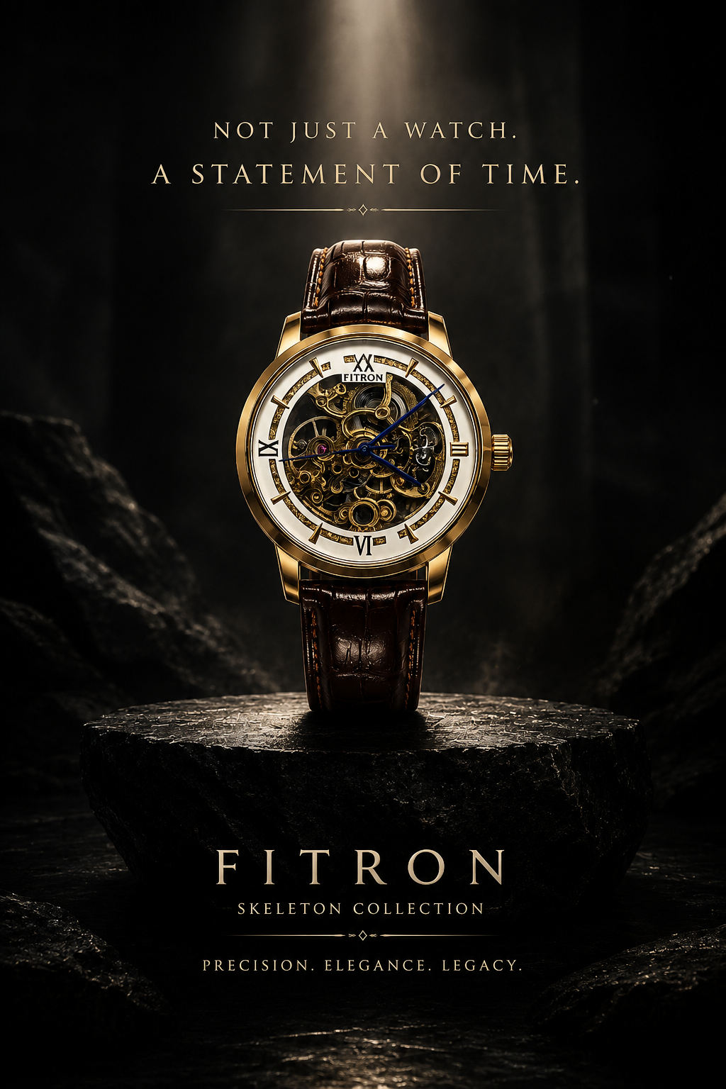 FITRON Imperial Heritage Skeleton Automatic Gold Edition Luxury Mechanical Timepiece