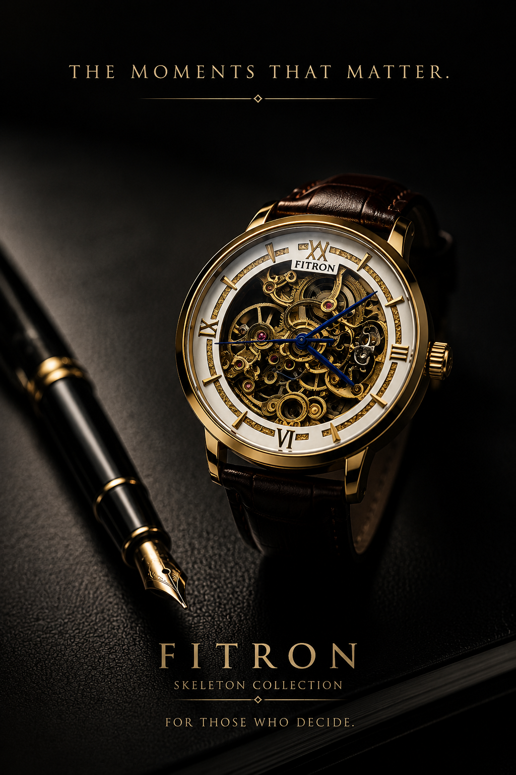 FITRON Imperial Heritage Skeleton Automatic Gold Edition Luxury Mechanical Timepiece