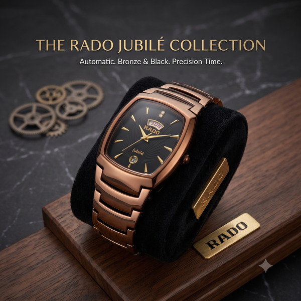 Premium Rado Jubilee Square Automatic Watch with Black Dial