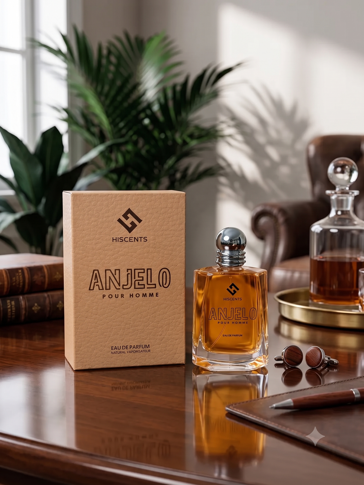 Hiscents Anjelo Pour Homme Eau de Perfume – Premium Amber Wood & Spicy Luxury Fragrance for Men