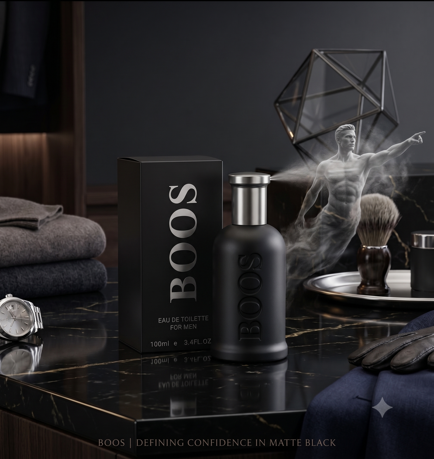 BOOS Matte Black de Roulette Perfume (100ml) – The Ultimate Fresh, Clean & Confident Daily Cologne for Men