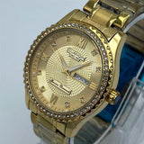 Guanqin Gold Tone Diamond-Accented Bezel Men's Watch with Day-Date Display thumbnail 1