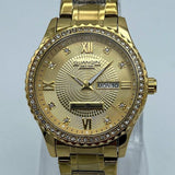 Guanqin Gold Tone Diamond-Accented Bezel Men's Watch with Day-Date Display thumbnail 2