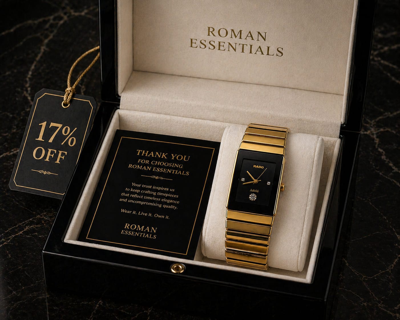 Imperial Premium Noir Gold Bracelet Watch for Mens