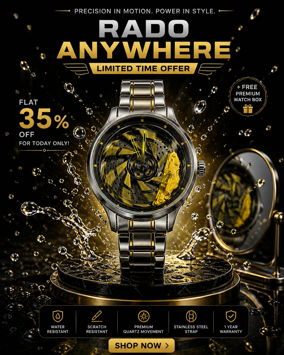 Velocity Phantom Wheel Moving Skeleton Watch for Mens