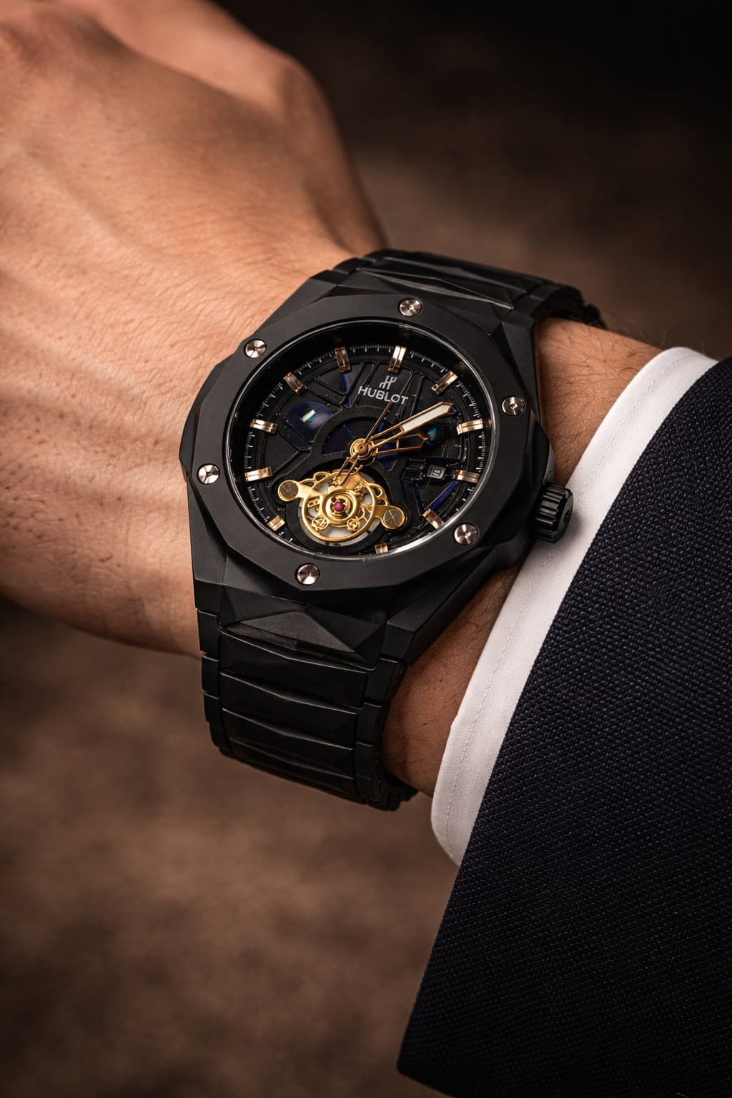 Obsidian Prestige Skeleton Automatic Watch – Luxury Black Edition
