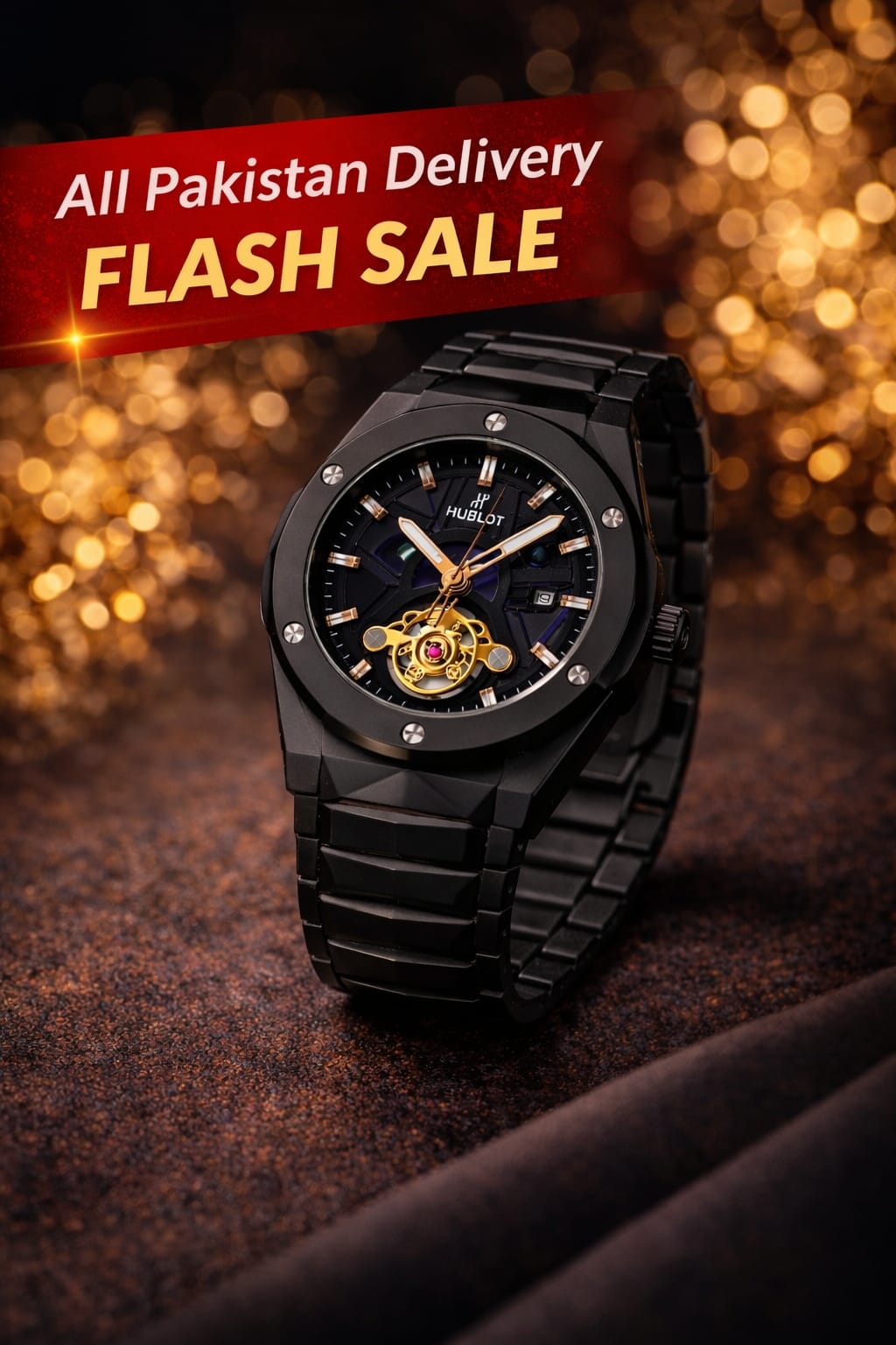 Obsidian Prestige Skeleton Automatic Watch – Luxury Black Edition